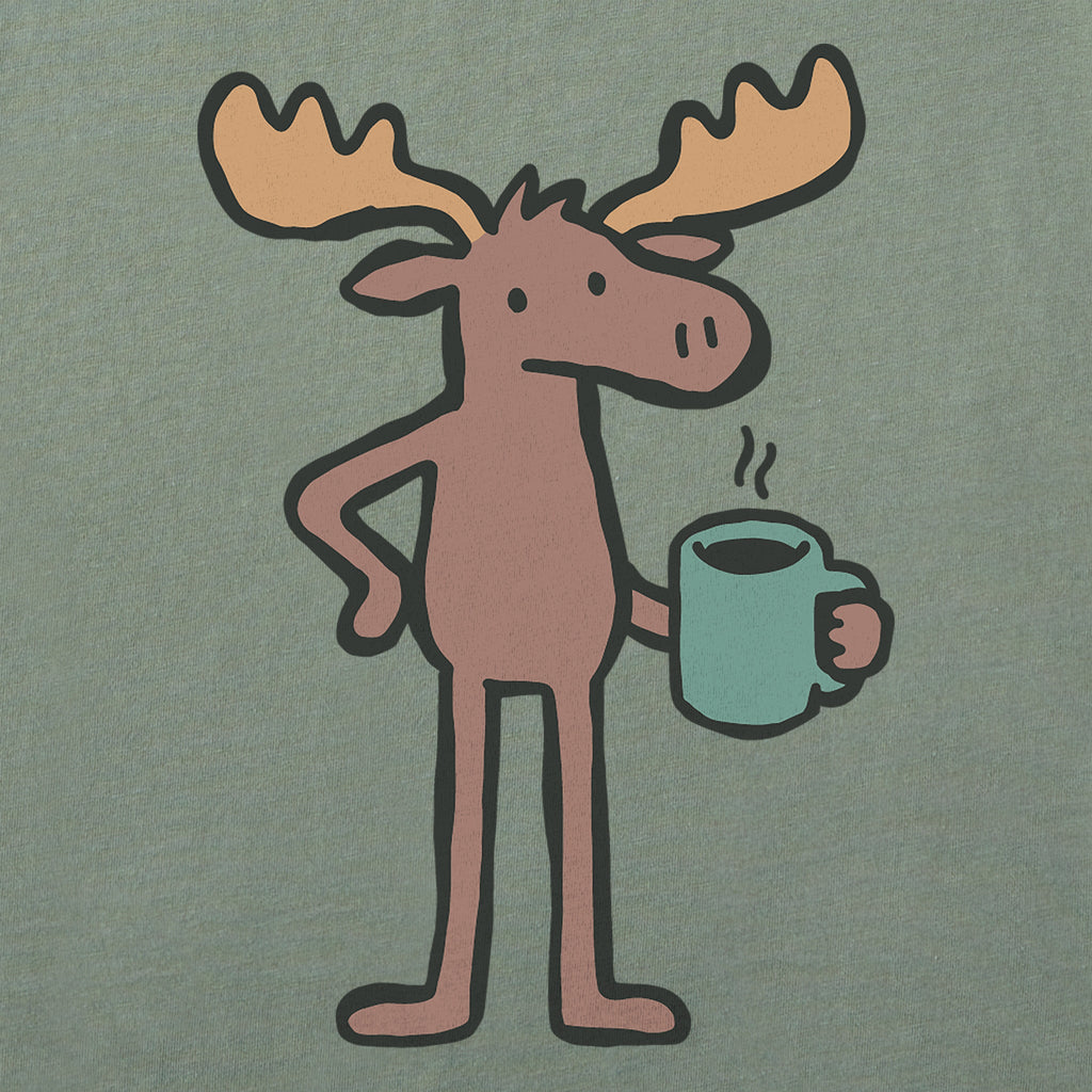 Women's Moose Coffee Short Sleeve Crusher Boxy Tee