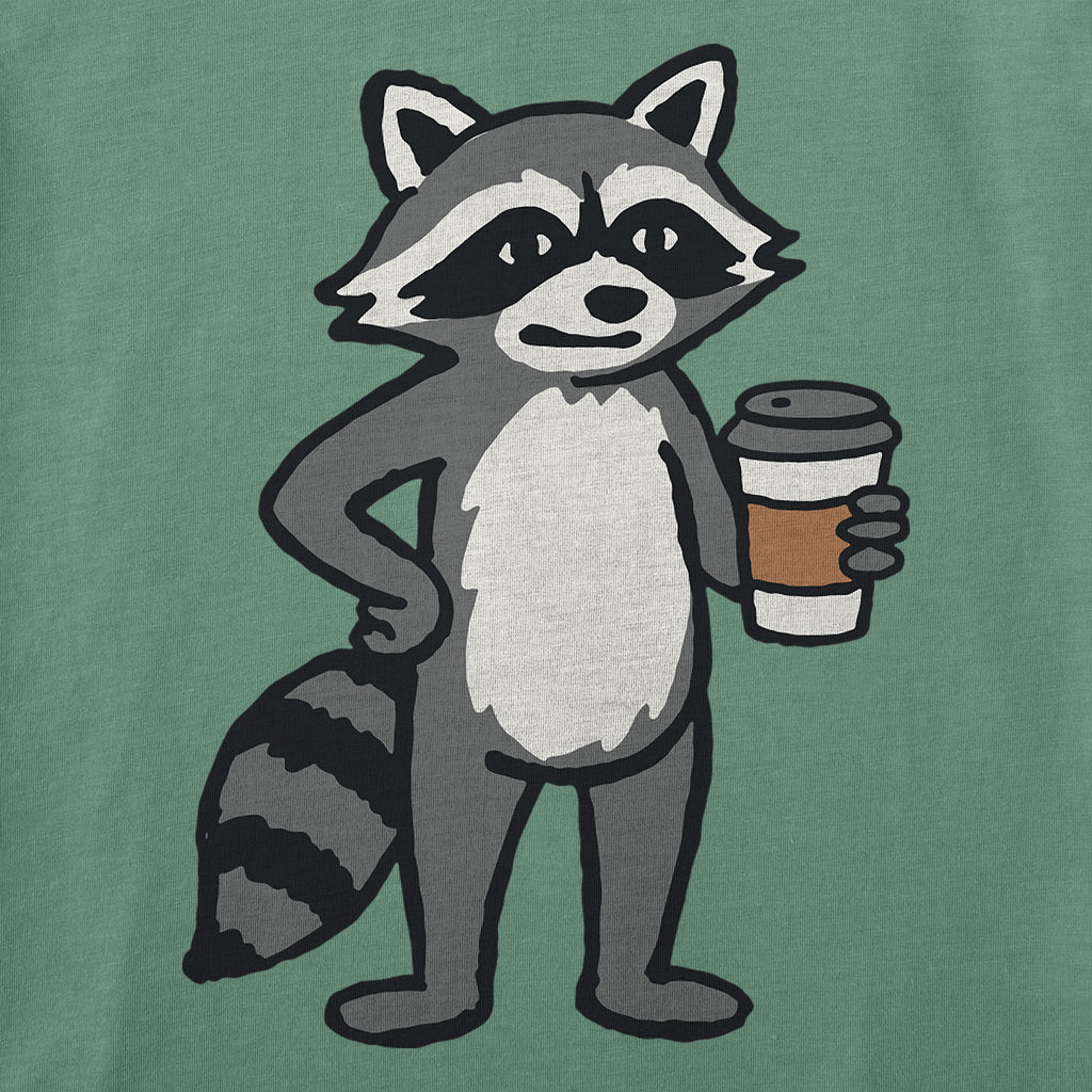 Women's Raccoon Coffee Short Sleeve Crusher Tee