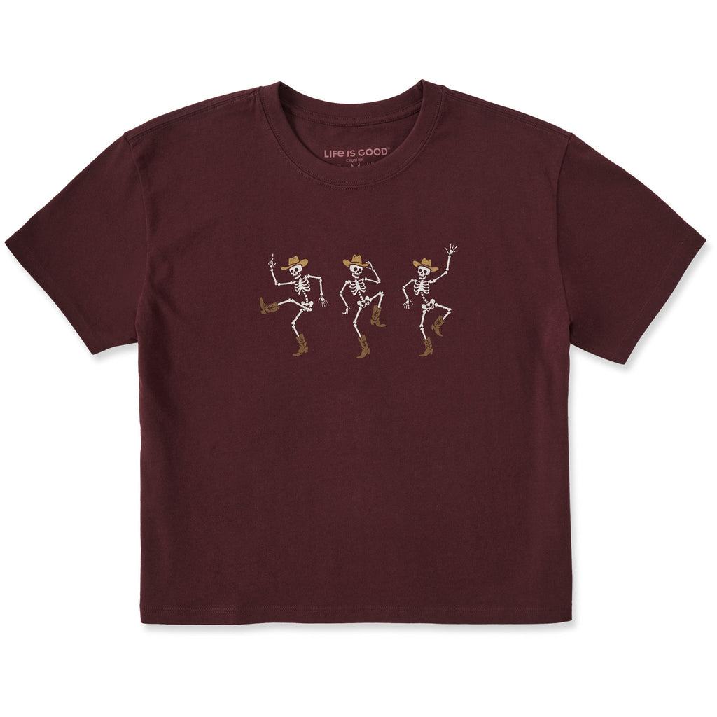 Women's Three Cowboy Skeletons Short Sleeve Crusher Boxy Tee product image 1