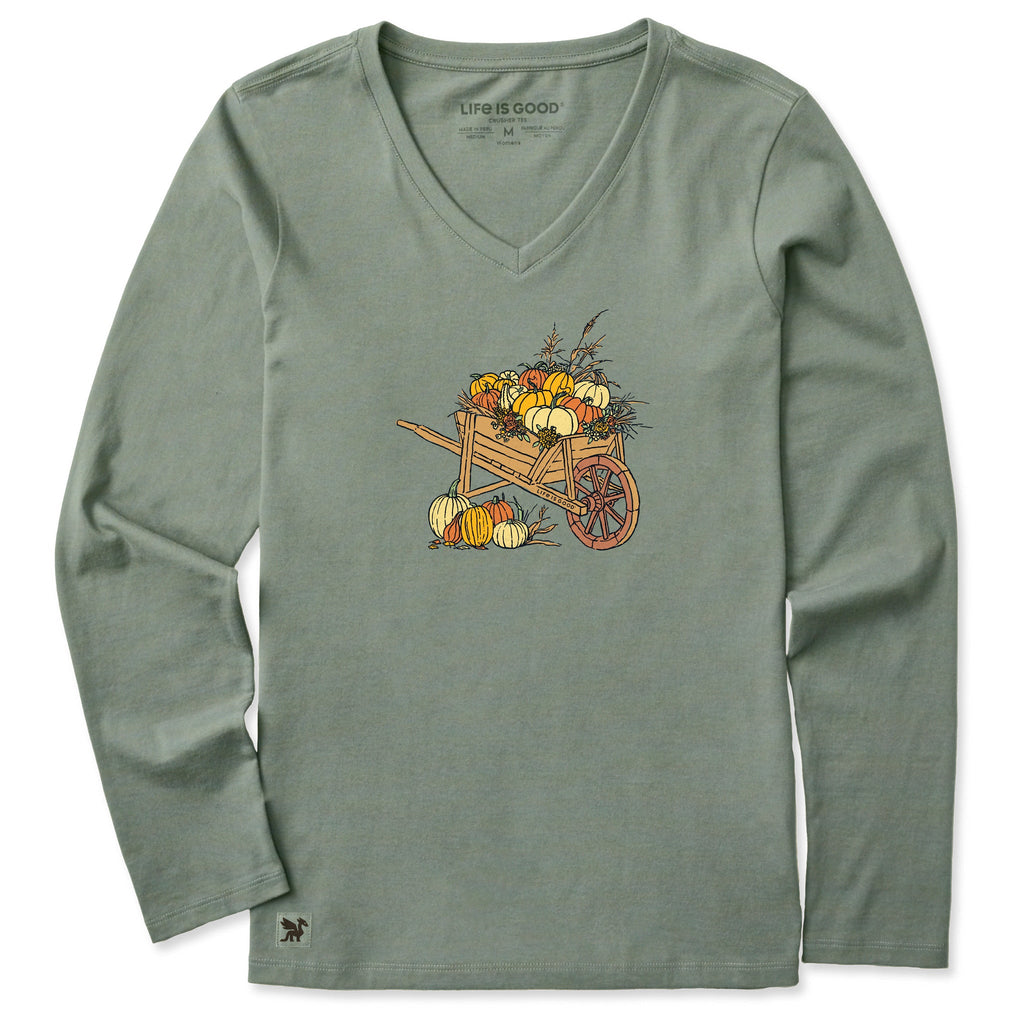 Women's Pumpkin Wheelbarrow Long Sleeve Crusher Vee product image 1